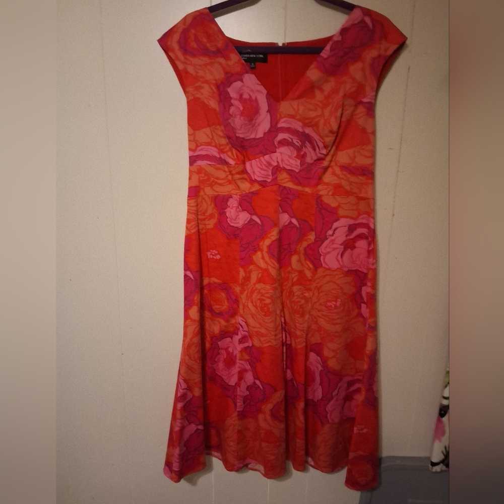 Jones New York Floral Midi Dress - Purple and Red